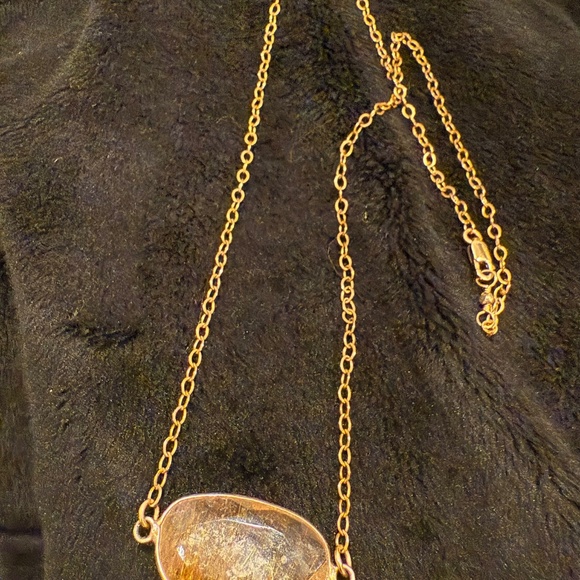 Oval Quartz Necklace Set in 14K Gold - Picture 2 of 4